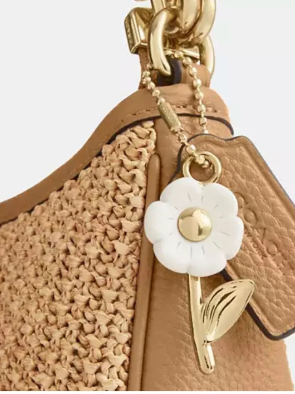 Teri Shoulder Straw Bag With Charm
